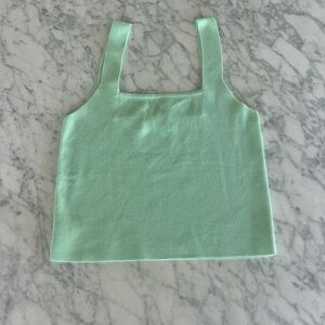 Mango Green Sleeveless Boxy Crop Tank Top